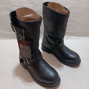 Xelement 1440 'Classic' Men's Black Engineer Motorcycle Leather Boots Size 9